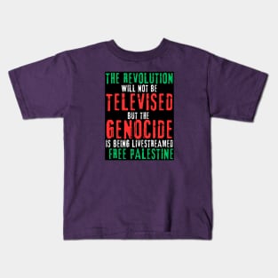 The Revolution Will Not Be Televised but The Genocide Is Being Livestreamed - Flag Colors - Double-sided Kids T-Shirt